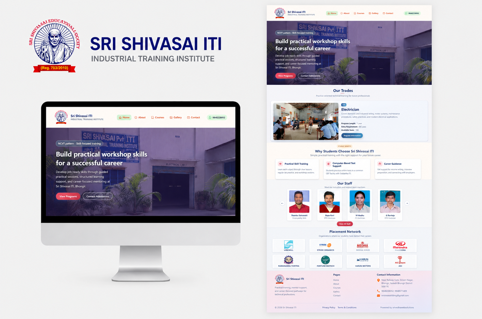 Sri Shivasai Pvt ITI portfolio website preview