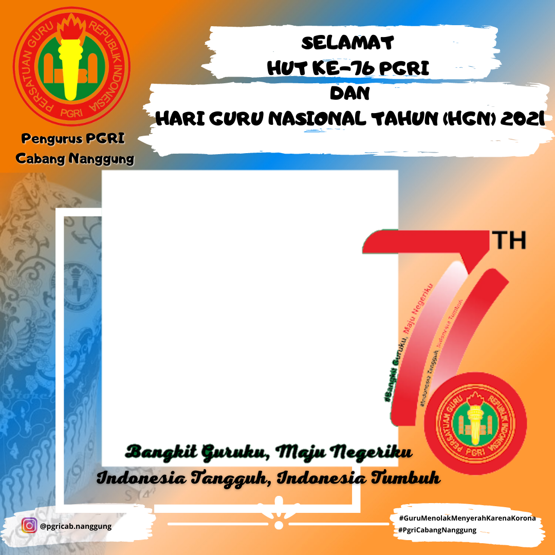 Twibbon untuk HUT ke76 PGRI dan HGN Tahun 2021 Cab Nanggung FREE buatan Ferry Muhfida