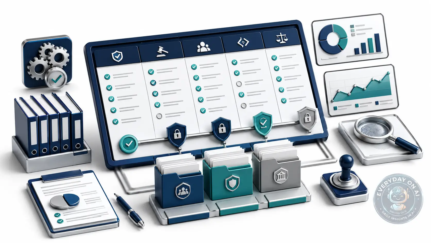 AI governance maturity assessment checklist with evidence folders, risk gates, and monitoring indicators