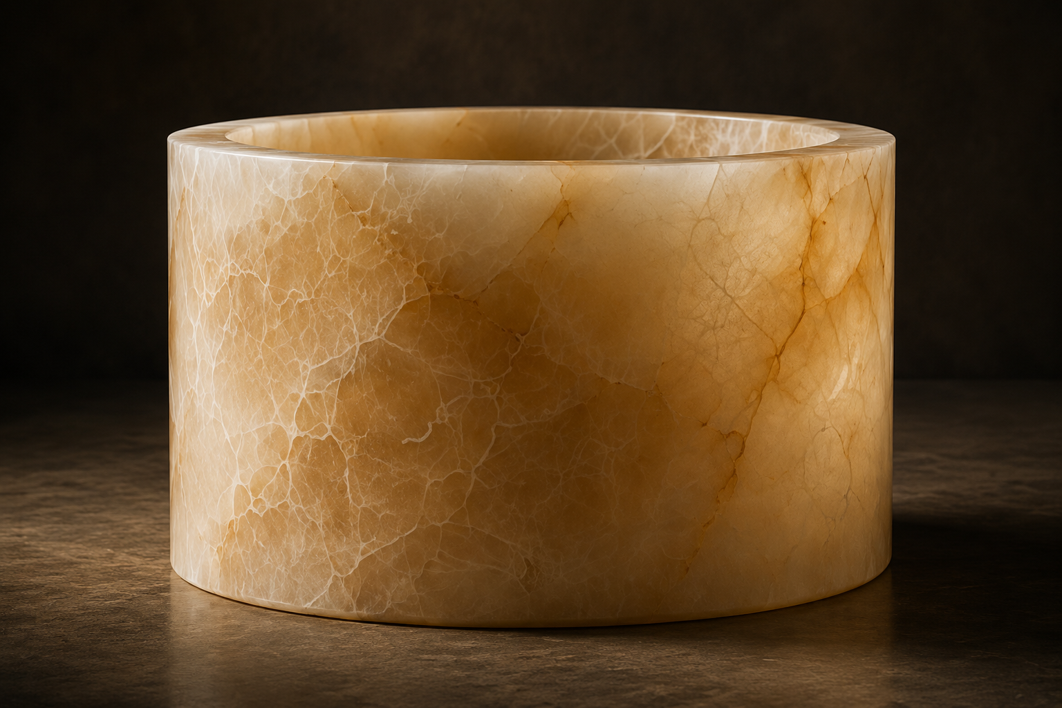 The Lithovaire Basin — natural honey onyx vessel basin