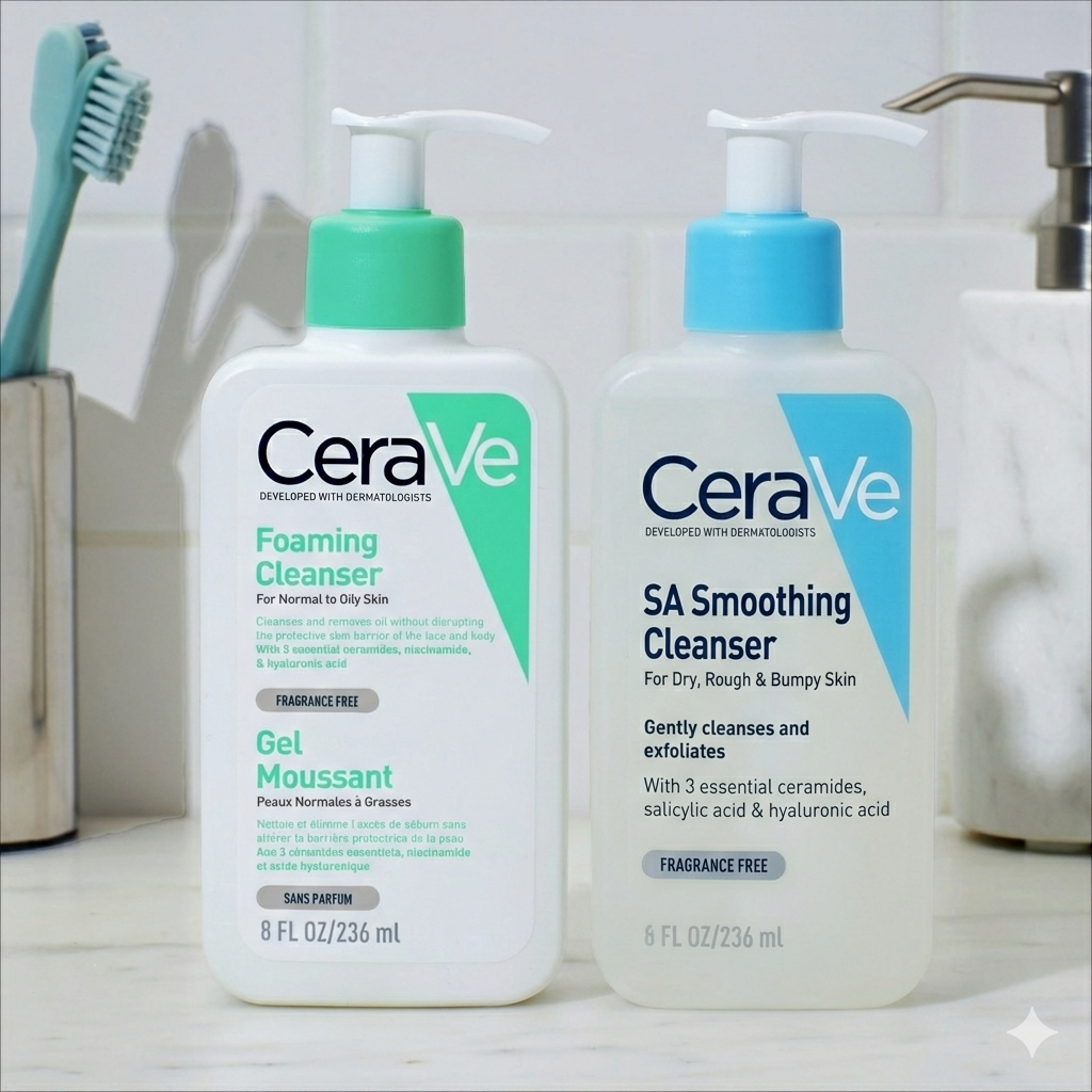 CeraVe Foaming Cleanser y CeraVe SA Smoothing Cleanser