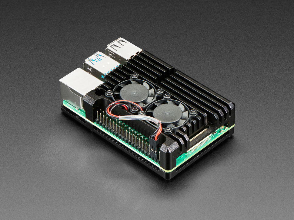 Raspberry Pi 5 Aluminum Metal Heatsink Case with Dual Fans - Image 1