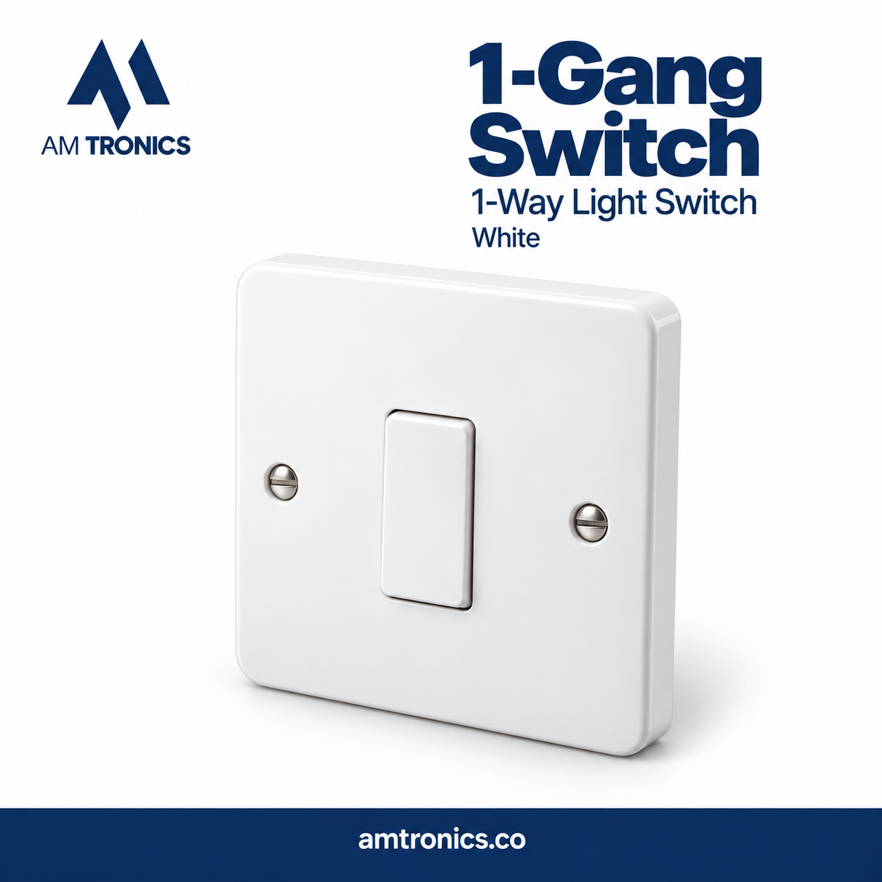 1-Gang 1-Way Light Switch – White - Image 1