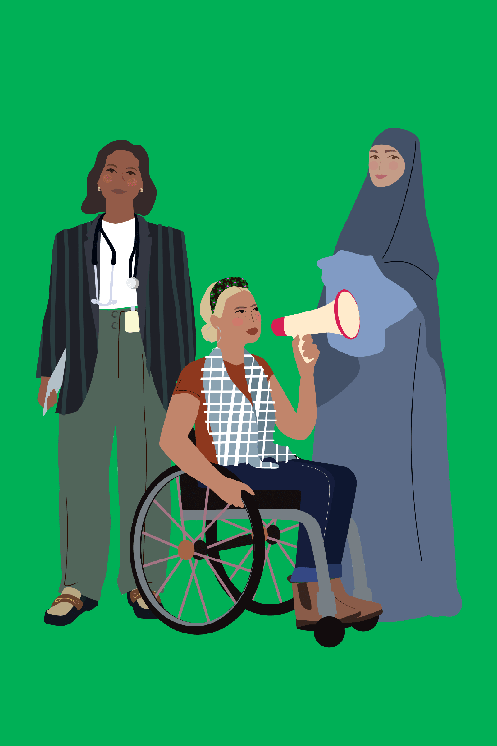 Diverse group of women in Victoria, Australia. Illustration work.