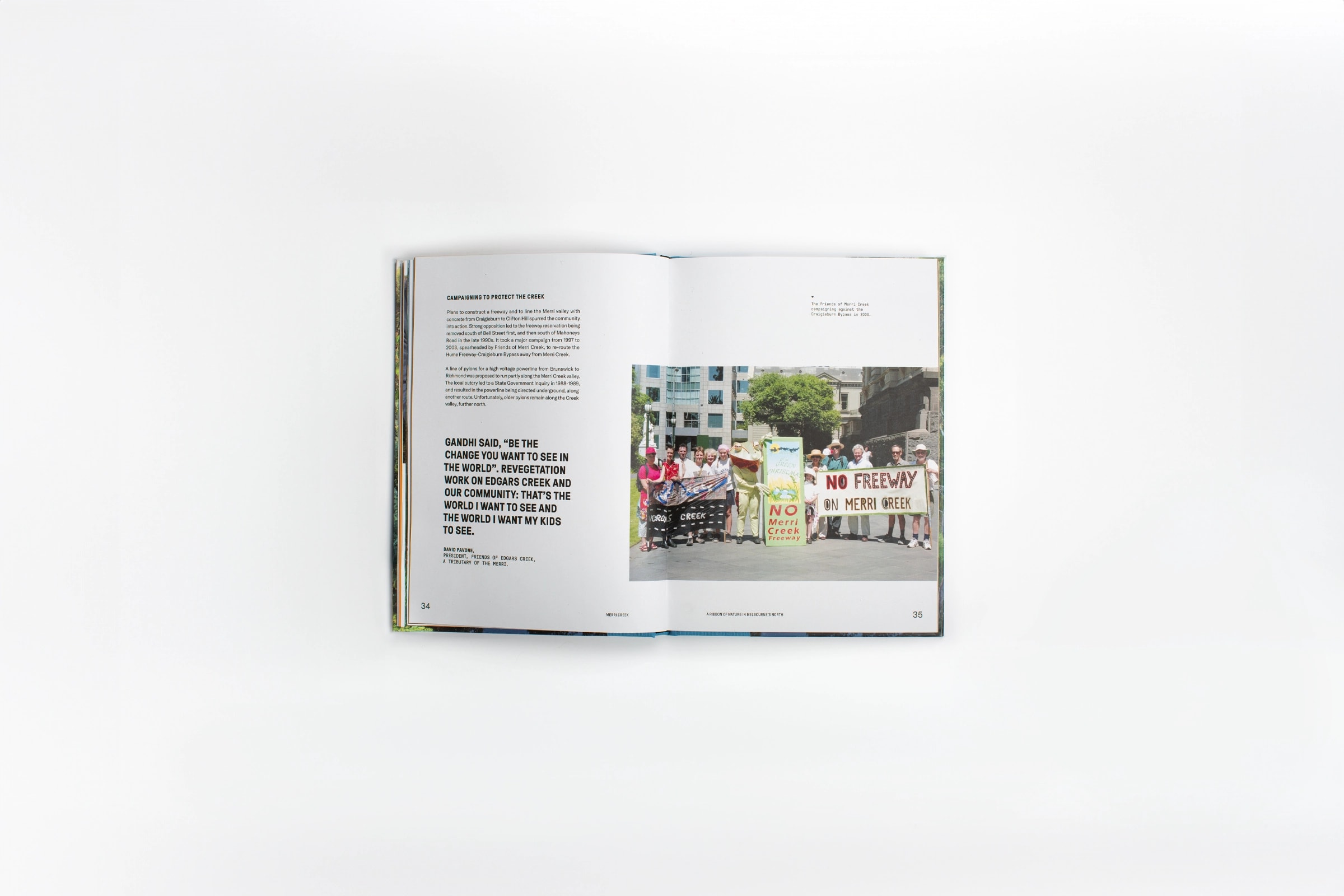 Book spread - Merri creek on white background studio photography