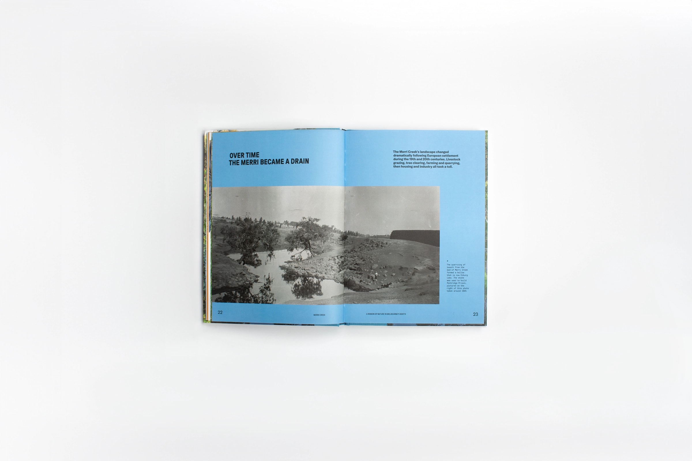 Book spread - Merri creek on white background studio photography
