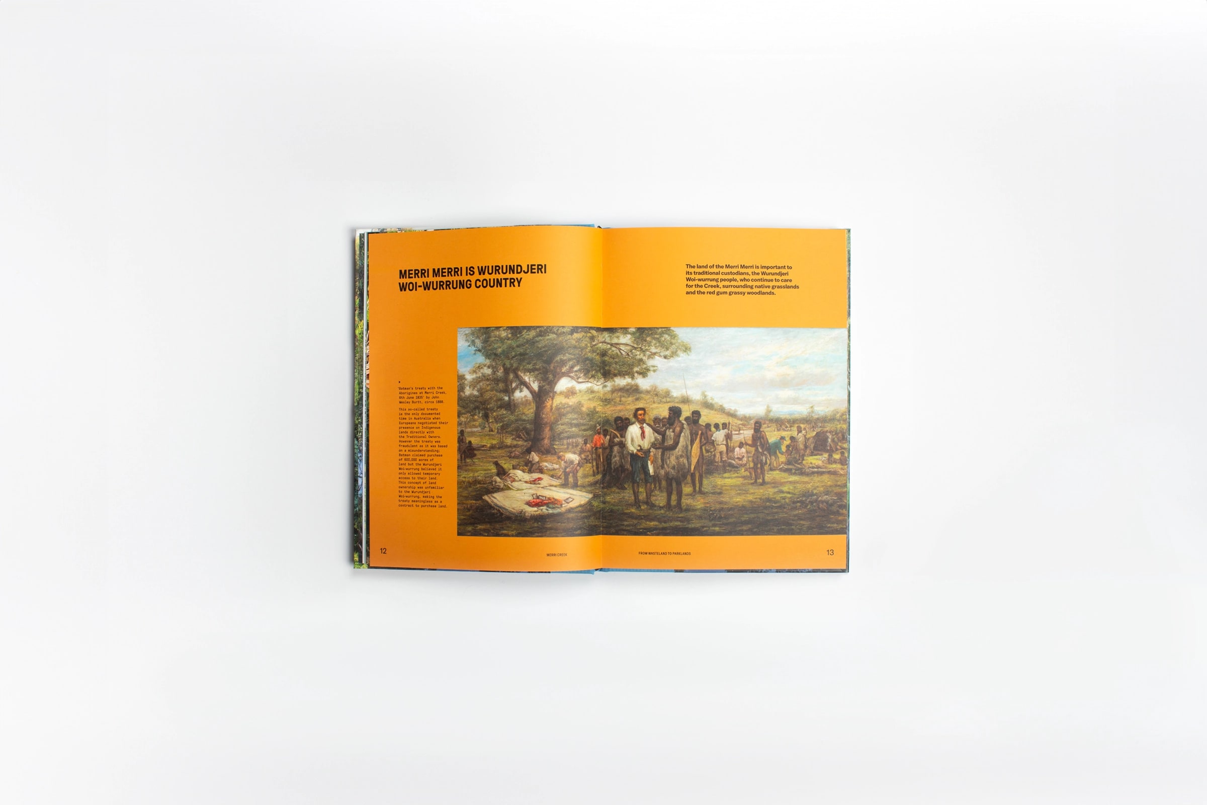 Book spread - Merri creek on white background studio photography