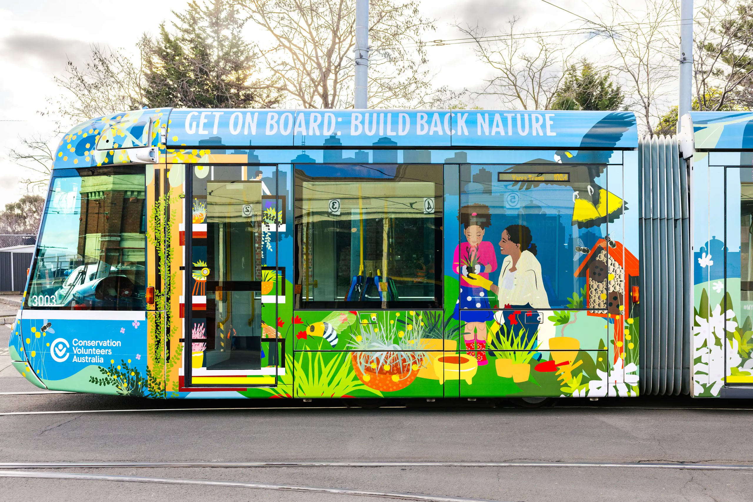 Tram in Melbourne with Illustrations, Nature Block campaign