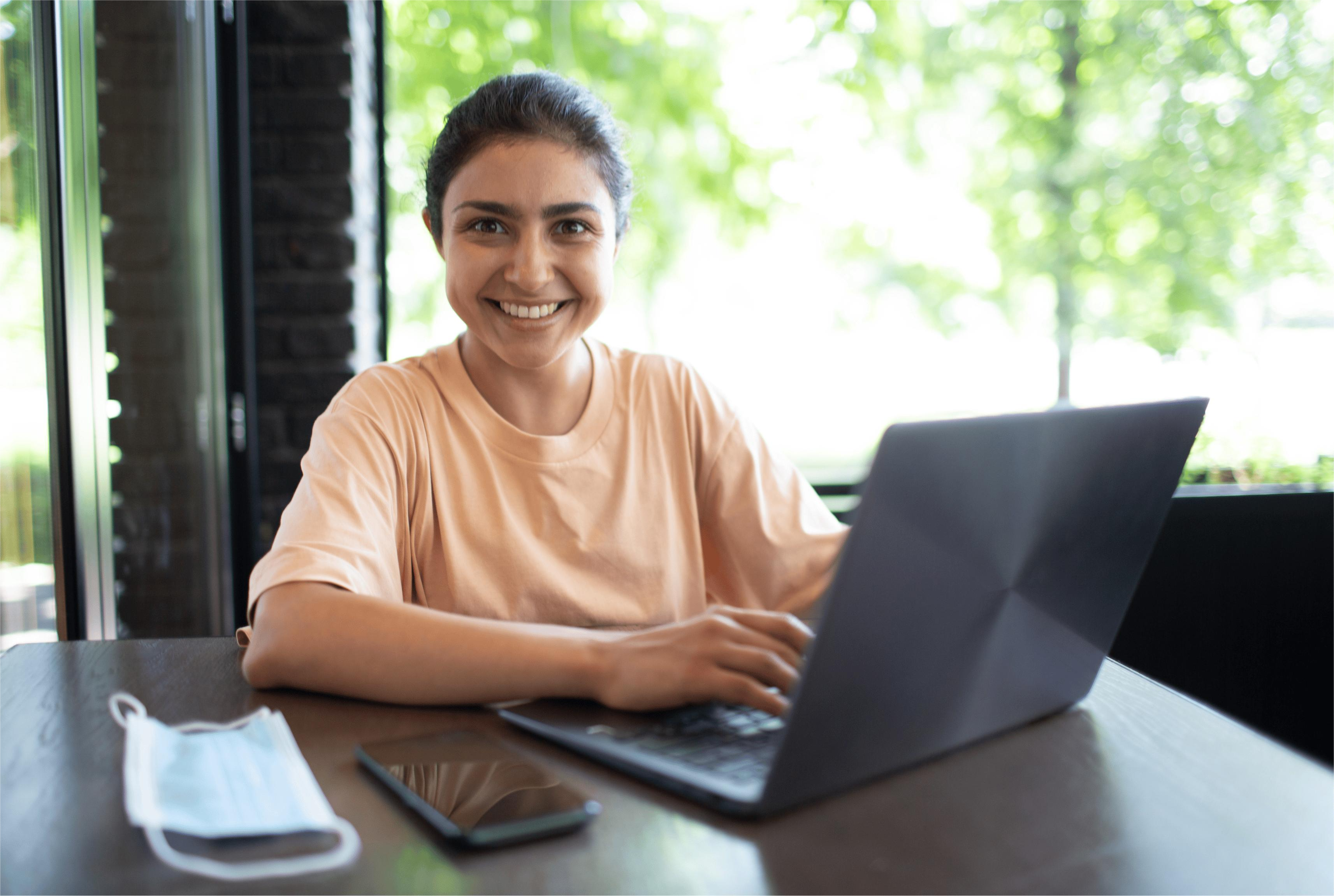 Student studying online