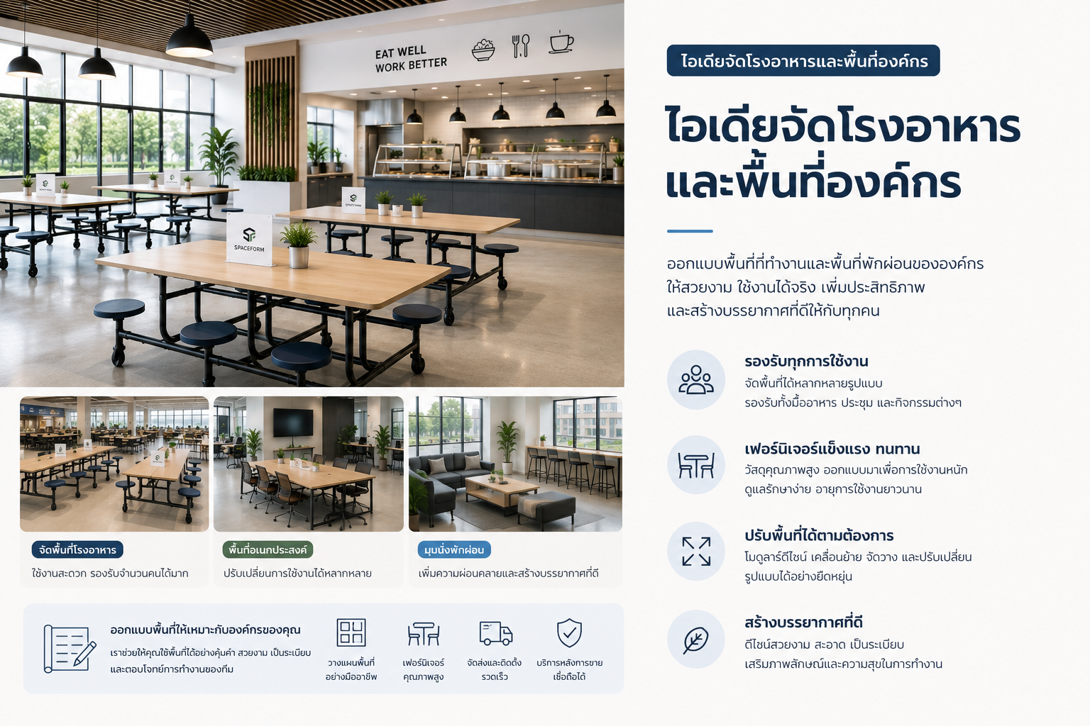 ไอเดียจัดโรงอาหารและพื้นที่องค์กร