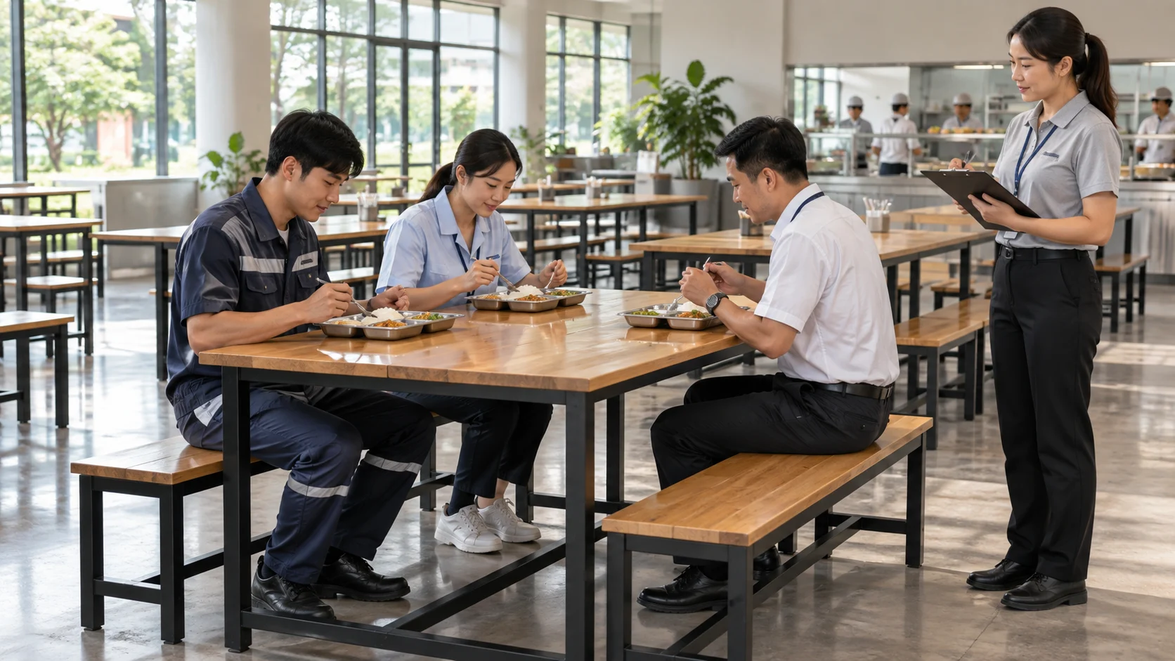 ภาพประกอบการทดลองใช้โต๊ะโรงอาหารและบันทึกผล