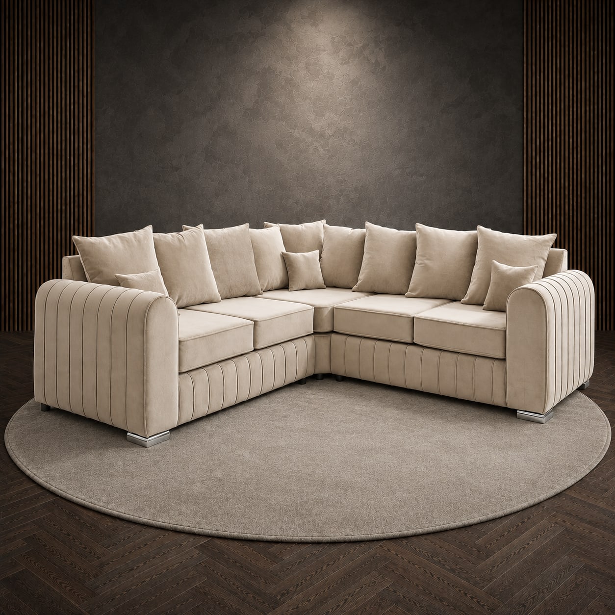 Sims 5 Seater Corner 2c2 Scattered Back in Beige Plush Velvet — photo 4 of 4