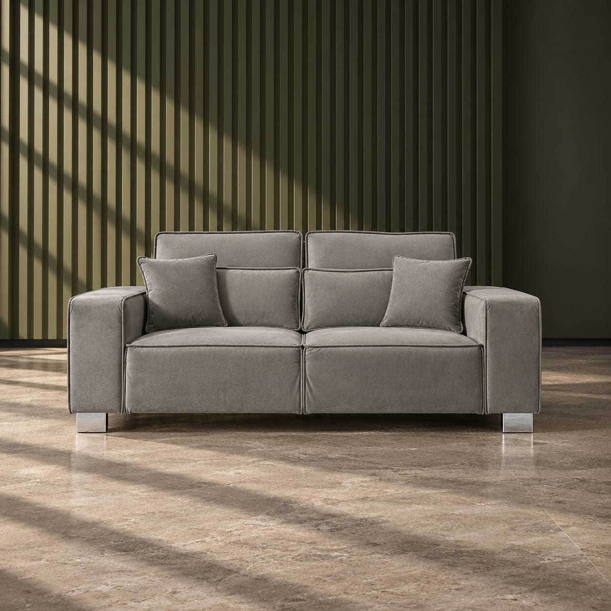 Salone 3 Seater in Mink Plush Velvet