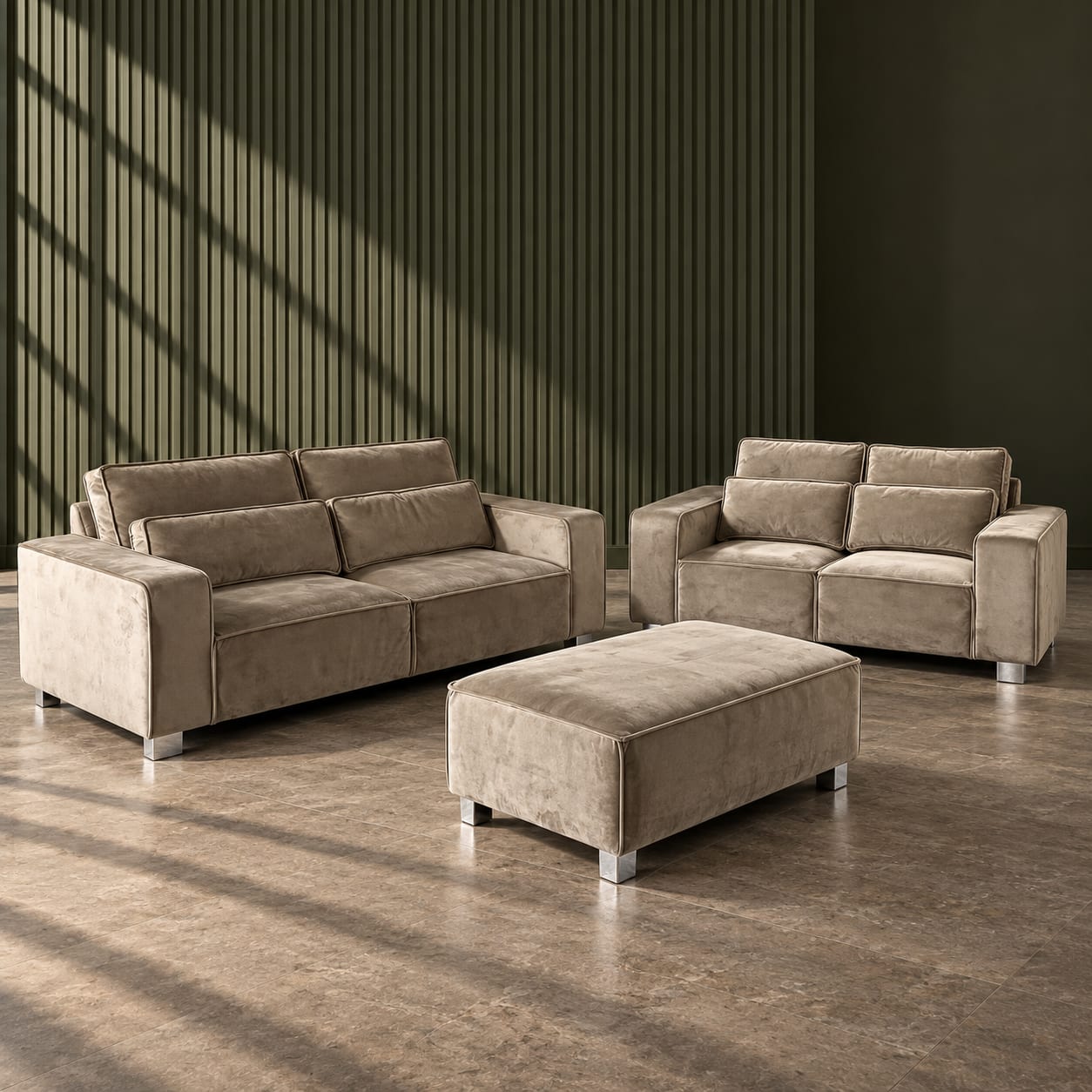 Salone 3+2 Seater in Mink Plush Velvet — photo 2 of 2