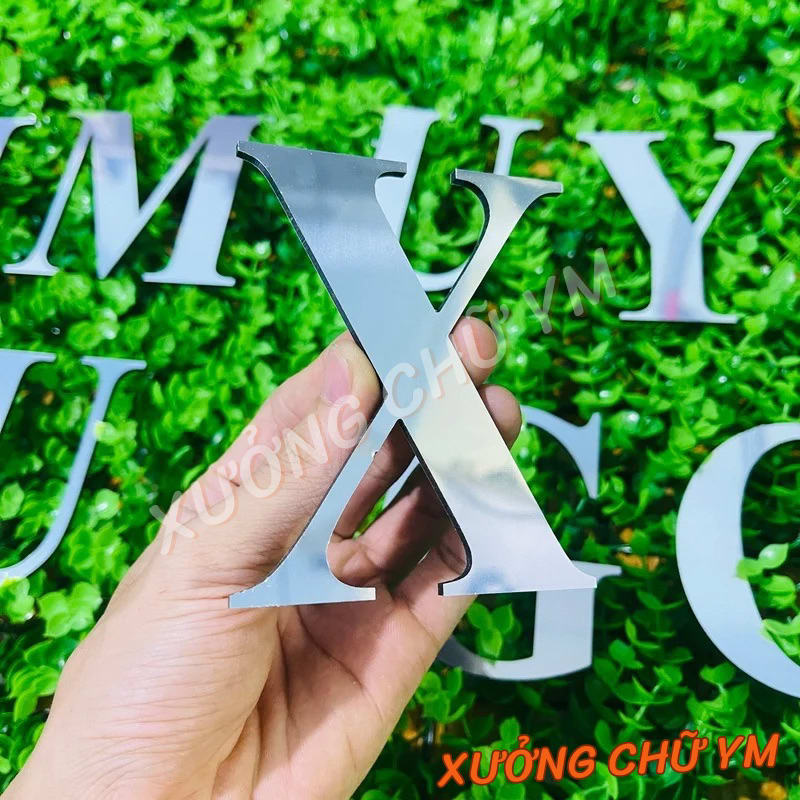 Chữ Alu Bạc Gương Cao 10cm Dày 3mm Font Time Dán Tường Biển Quảng Cáo