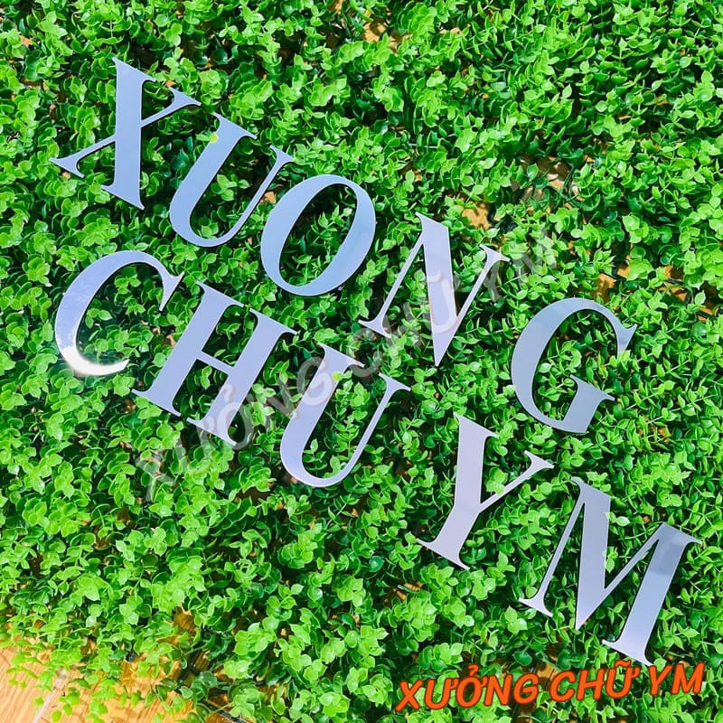Chữ Alu Bạc Gương Cao 10cm Dày 3mm Font Time Dán Tường Biển Quảng Cáo