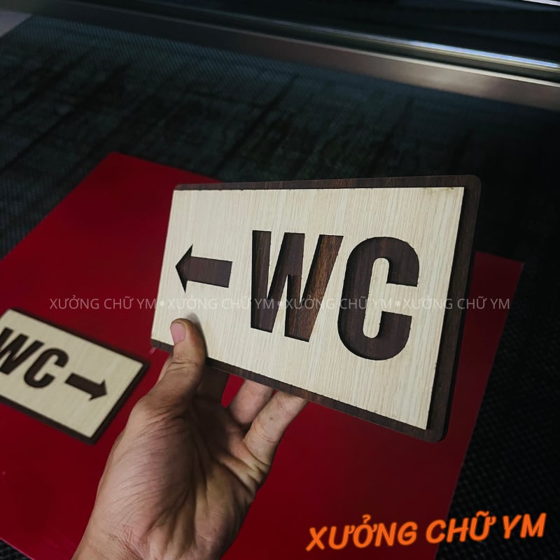 Bảng WC Gỗ Laser 2 Sang Trọng, Biển Chỉ Nhà Vệ Sinh, Biển Chỉ Dẫn WC Gắn Tường