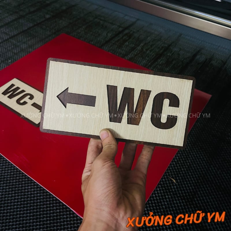 Bảng WC Gỗ Laser 2 Sang Trọng, Biển Chỉ Nhà Vệ Sinh, Biển Chỉ Dẫn WC Gắn Tường
