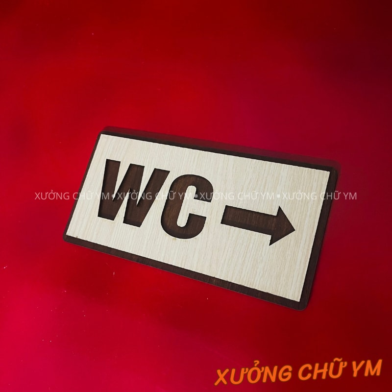Bảng WC Gỗ Laser 2 Sang Trọng, Biển Chỉ Nhà Vệ Sinh, Biển Chỉ Dẫn WC Gắn Tường