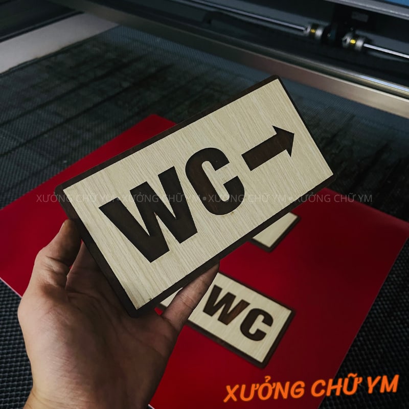 Bảng WC Gỗ Laser 2 Sang Trọng, Biển Chỉ Nhà Vệ Sinh, Biển Chỉ Dẫn WC Gắn Tường