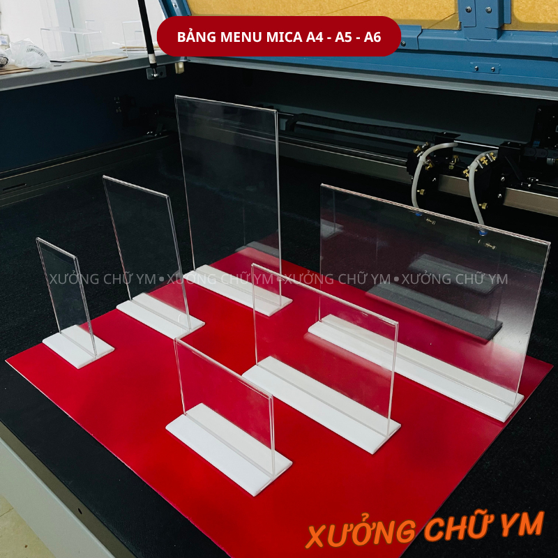 Kệ menu mica chữ T để bàn khổ A4 A5 A6 cho quán ăn, cafe, spa