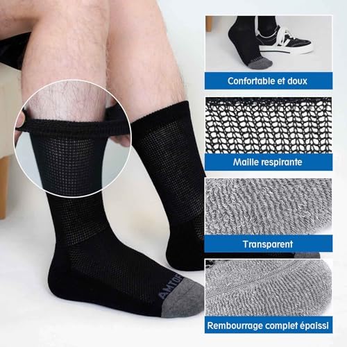 Vue 3 de Chaussettes Diabetiques Coton Homme