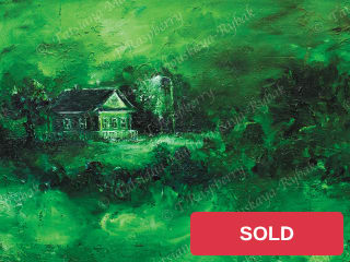 [TR-STL-2019-003] Green house. 2019. Oil on chipboard. 30x20 cm