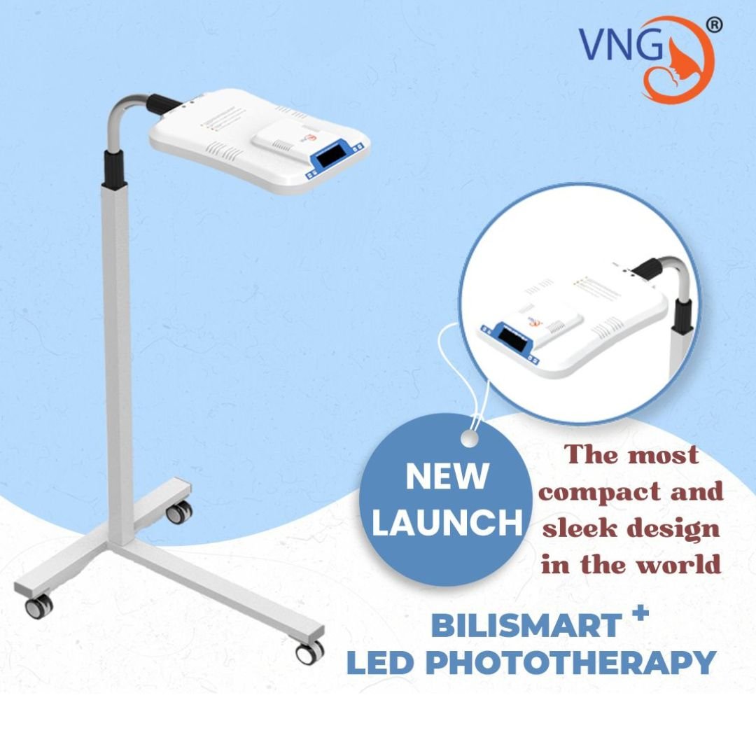 VNG Bilismart single-surface LED phototherapy unit on mobile stand for neonatal jaundice treatment