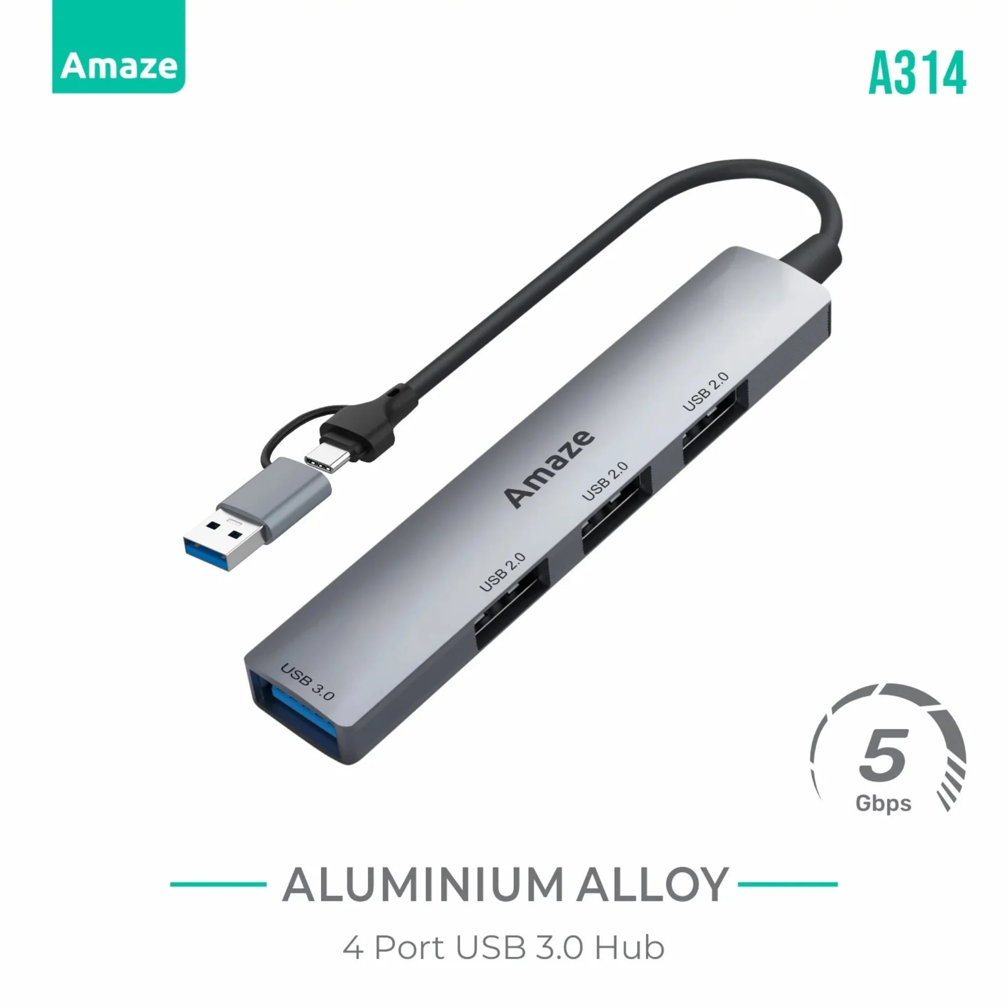 Amaze A314 Type-C to 4-Port USB 3.0 Hub