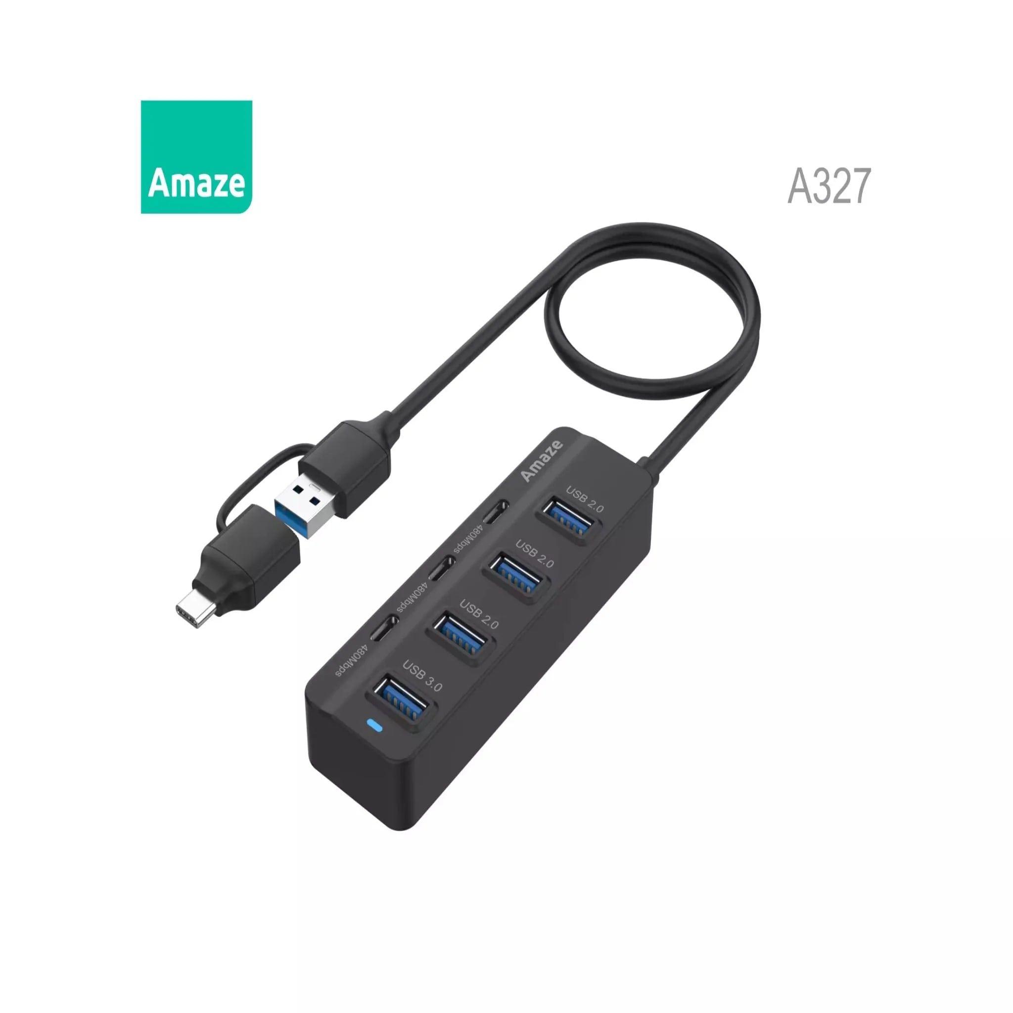 Amaze A327 Type-C and USB 3.0 7-Port Hub