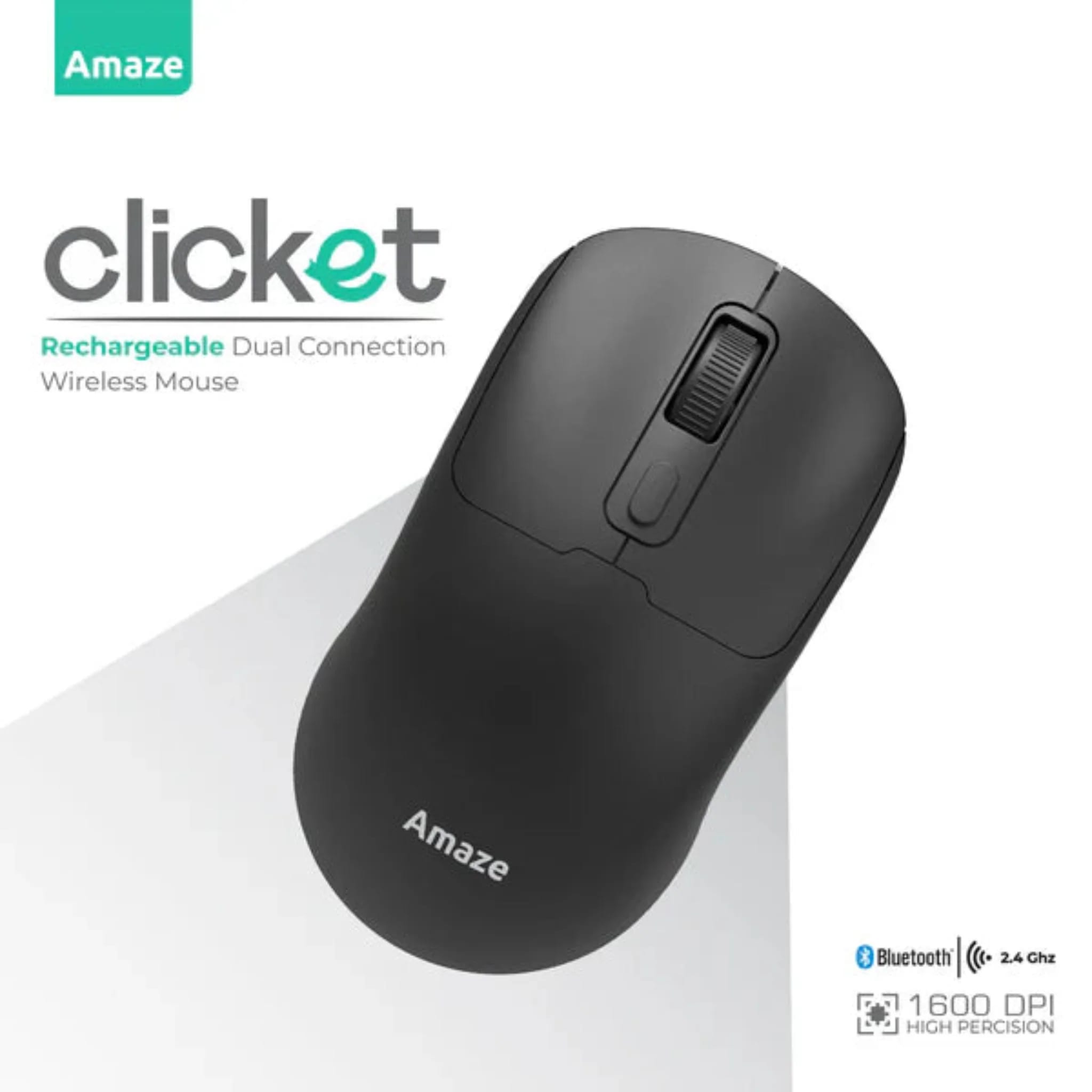 Amaze A712 Clicket Dual Connection Wireless Mouse - Black/White