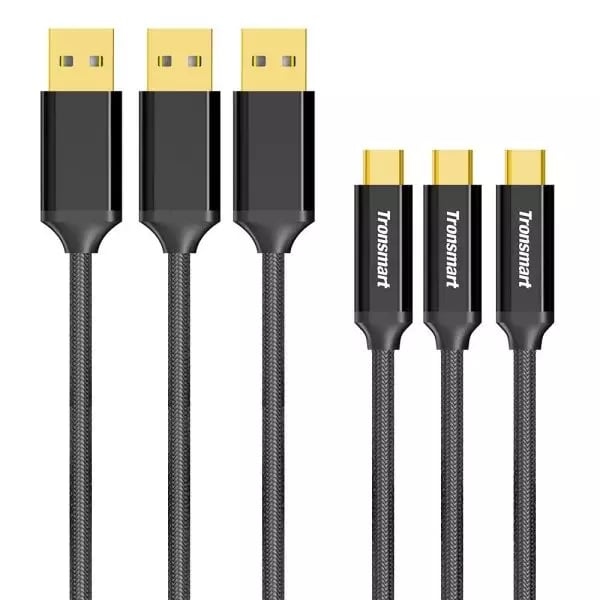 Tronsmart USB-C to USB-A 3.0 Charging and Syncing Cable - 3 Pack