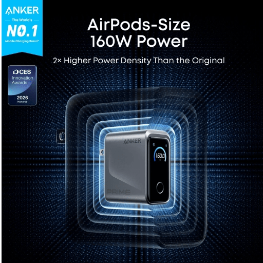 Anker Prime Charger (160W, 3 Ports, Smart Display) at Digital Dukkan