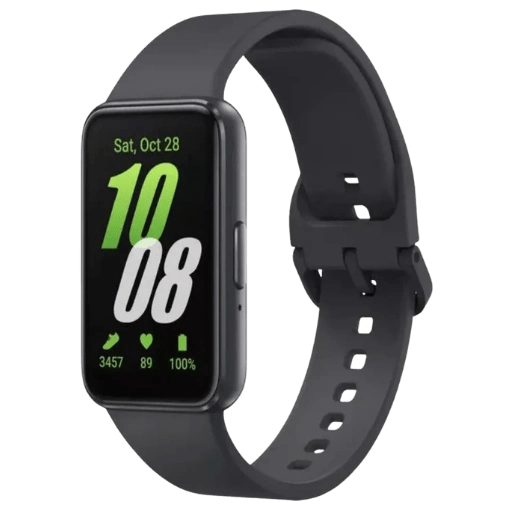 Fitness tracker with heart rate monitoring and 15-day battery life.