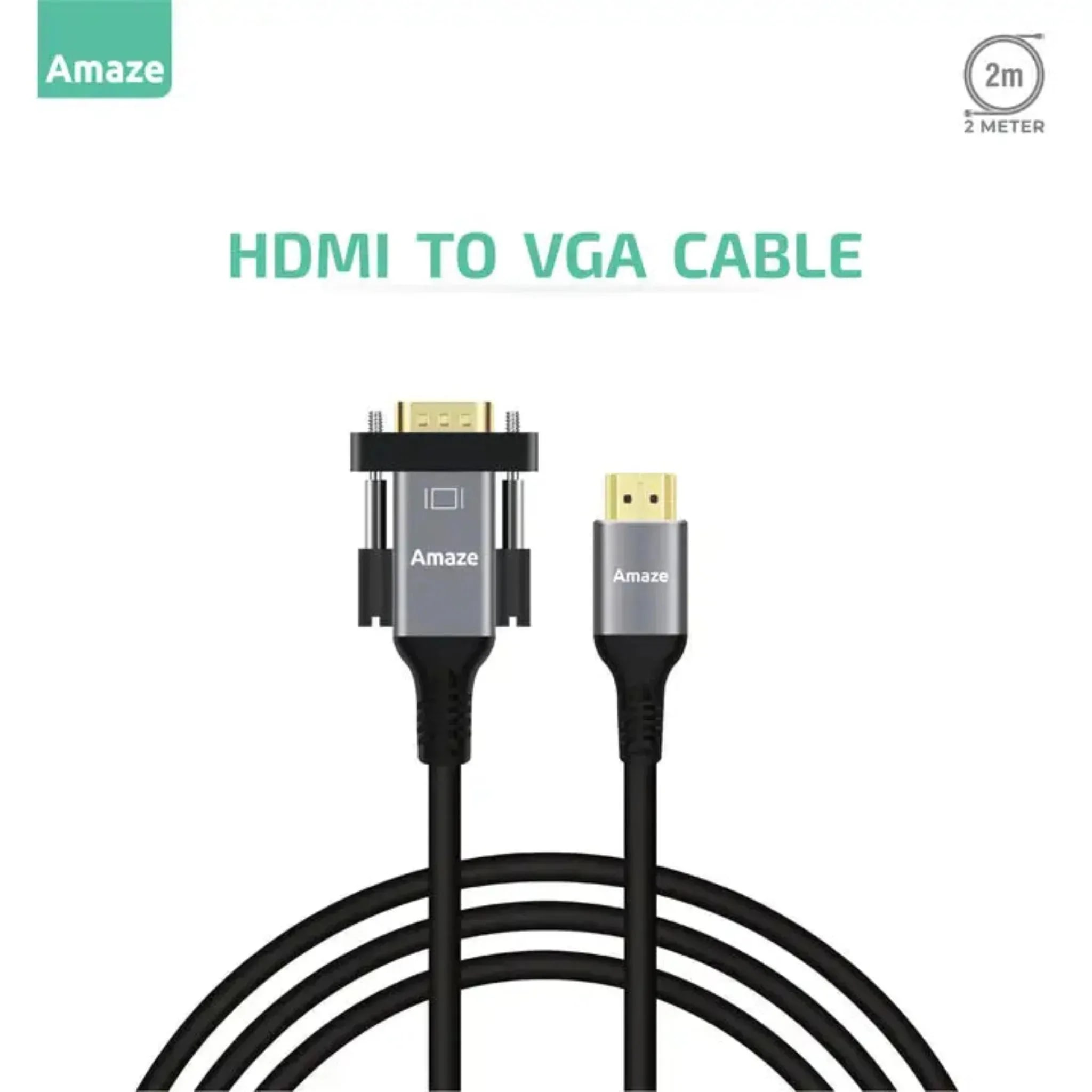 Amaze A825 Aluminum Alloy HDMI to VGA Cable – 2M image at Digital Dukkan