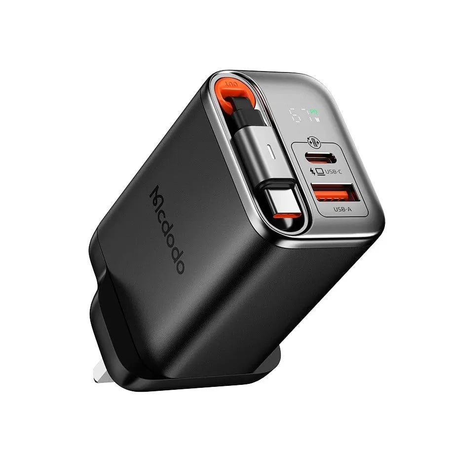 MCDODO 67W Retractable Wall Charger With Type C Cable |Dynsol image at Digital Dukkan