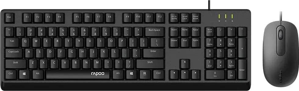 RAPOO X130 Pro Wired Mouse & Keyboard Combo US Black image at Digital Dukkan