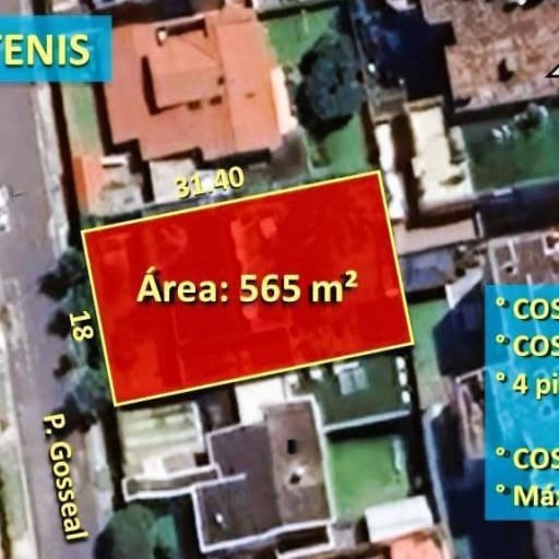 VENTA TERRENO PARA CONSTRUCTORAS 565 m² Frente: 18 m. QUITO TENIS.