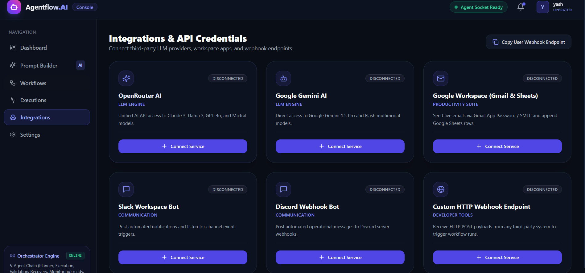 Agentflow Real-Time Monitoring Panel