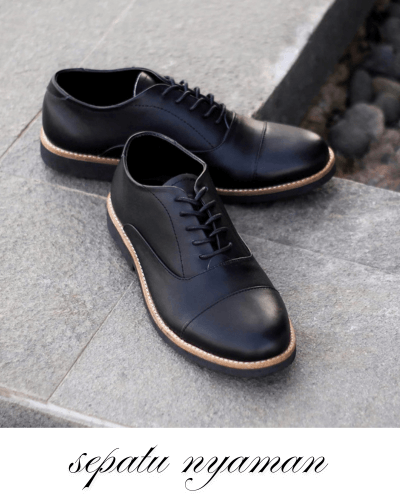 Gambar utama AlphaMan x Kenzio Oxford 01 Black sepatu nyaman