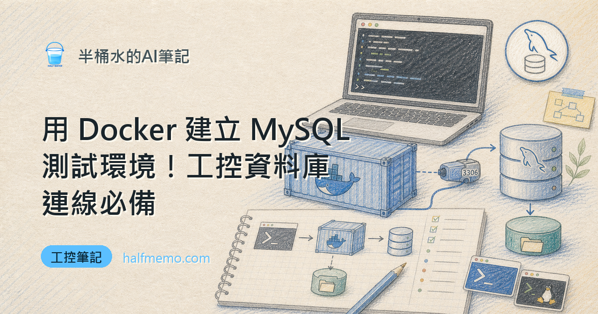 用 Docker 建立 MySQL 測試環境！工控資料庫連線必備（WSL + PowerShell 完整指令）