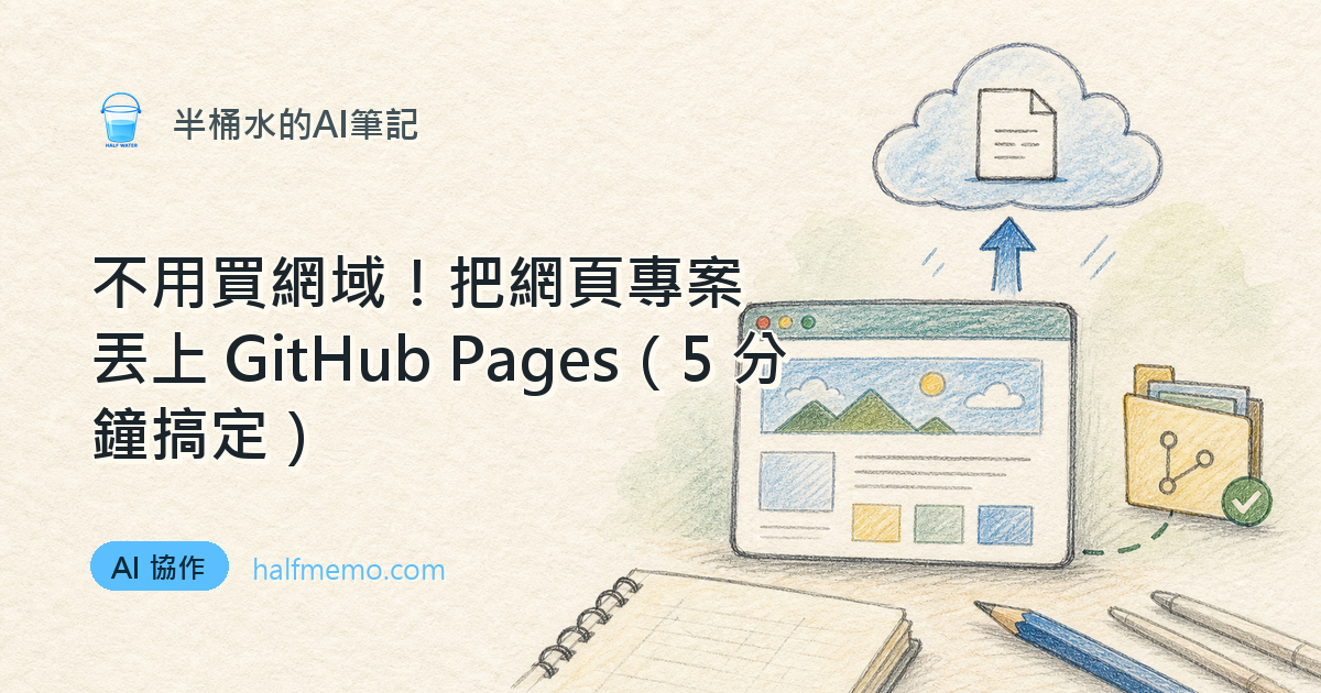 不用買網域！把網頁專案丟上 GitHub Pages（5 分鐘搞定）