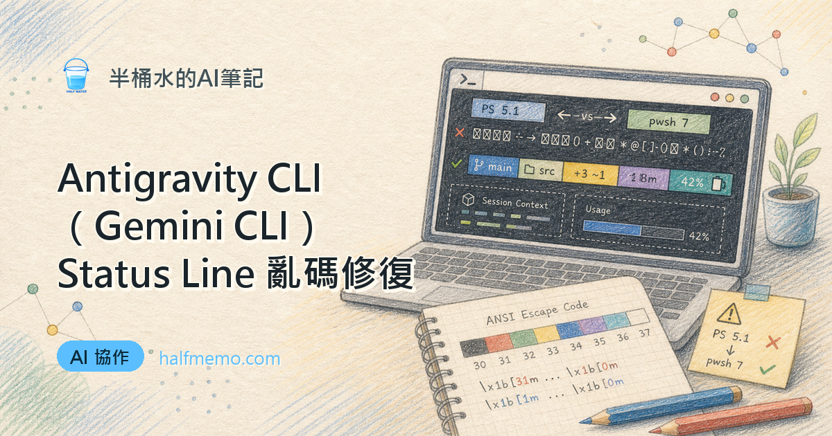 Antigravity CLI（Gemini CLI）Status Line 亂碼修復