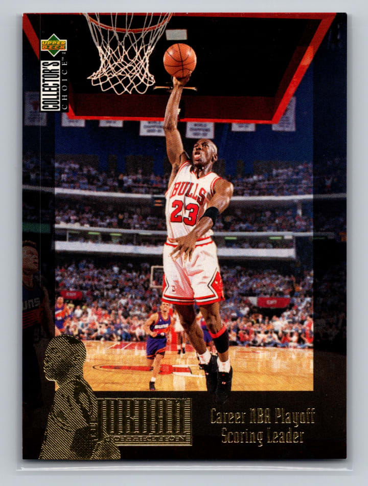 1995-96 Upper Deck Collector's Choice Michael Jordan Career NBA Playoff Scoring Leader card