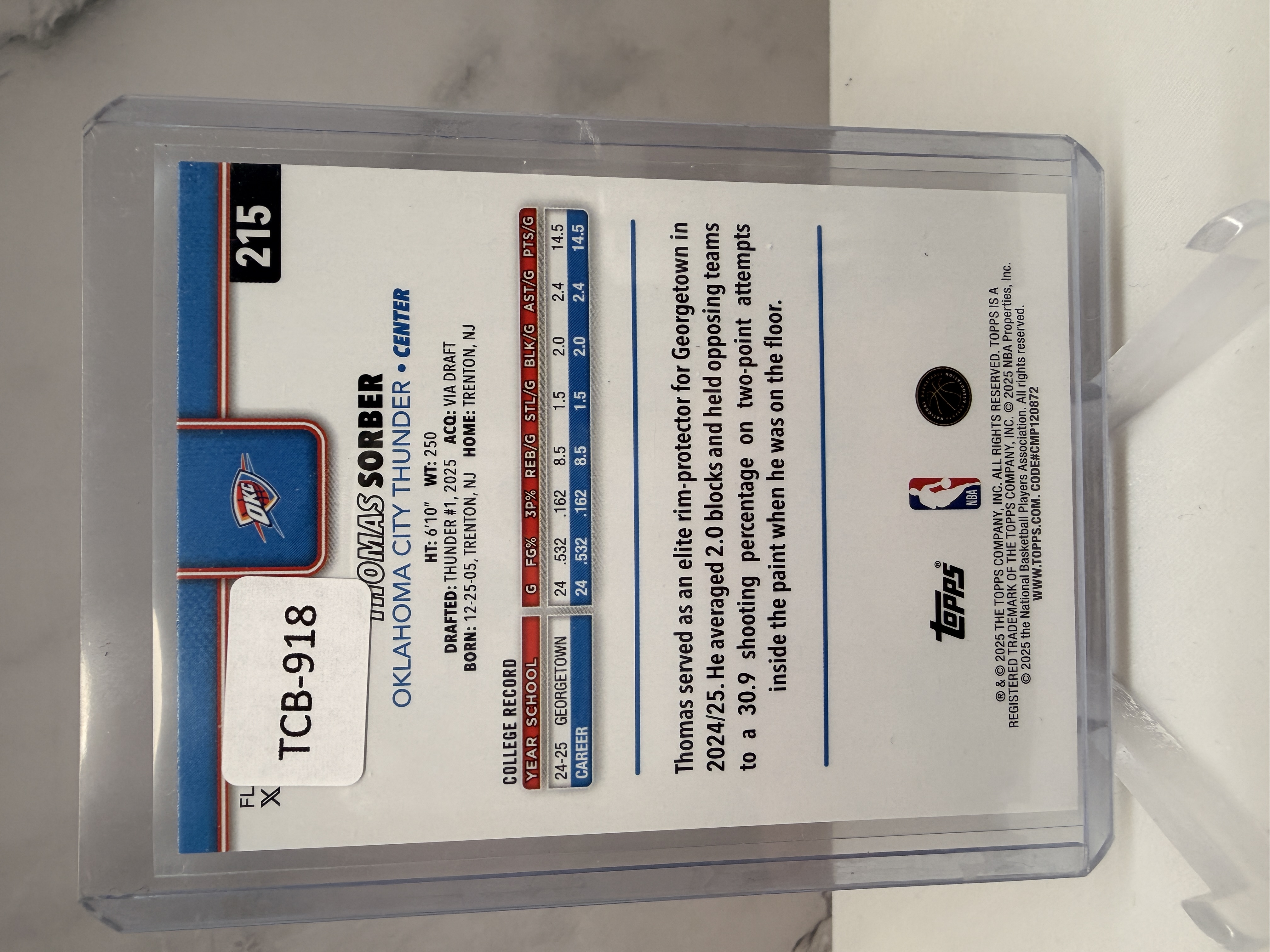 Sports card labeled with a Next Level Collectibles SKU