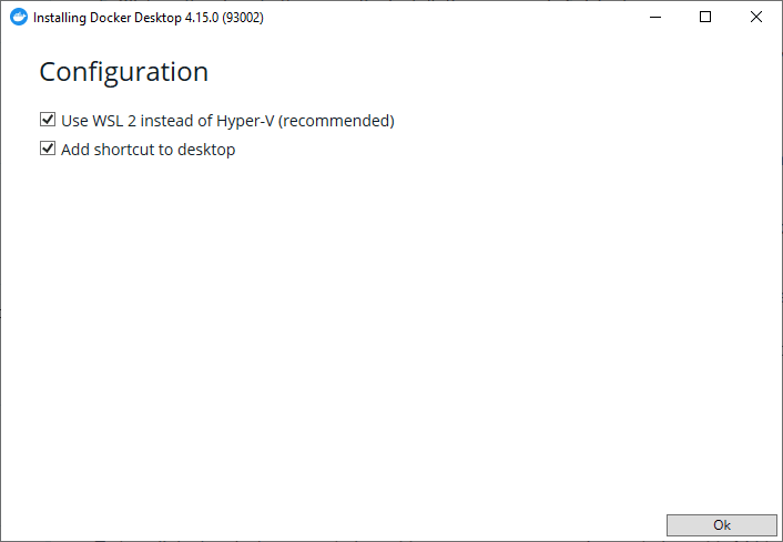 docker installation wizard