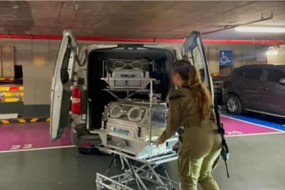 Image shared by IDF that shows efforts to transport incubators from Israel to Al-Shifa hospital in Gaza.