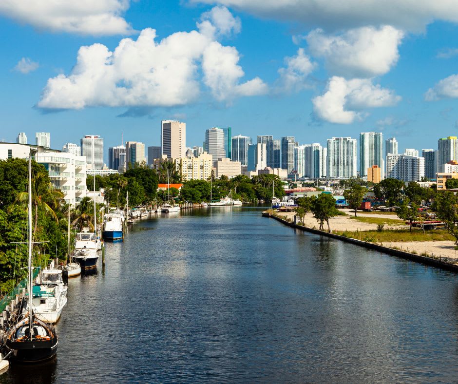 An aerial view of Allapattah, Miami during the day time.
