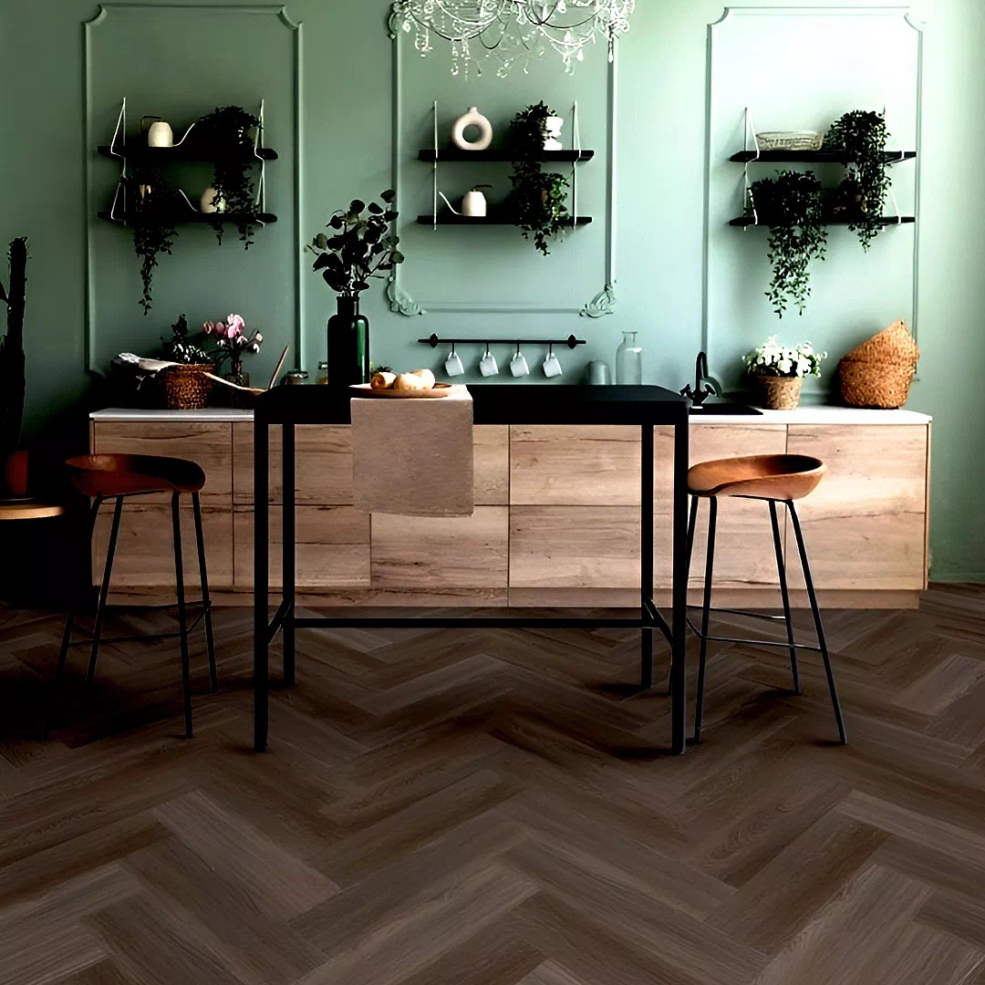 Polar SPC Herringbone- Weathered Oak