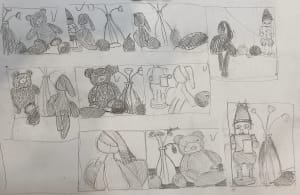 Aline practiced cropping the view in her still life study